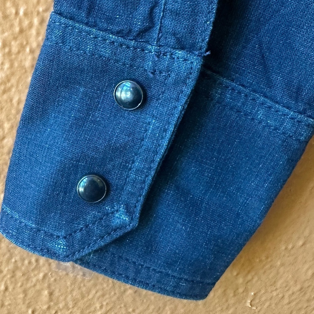 Rag & Bone Navy Blue Western Snap Front Shirt With Leather Trim Size Small - Picture 6 of 9